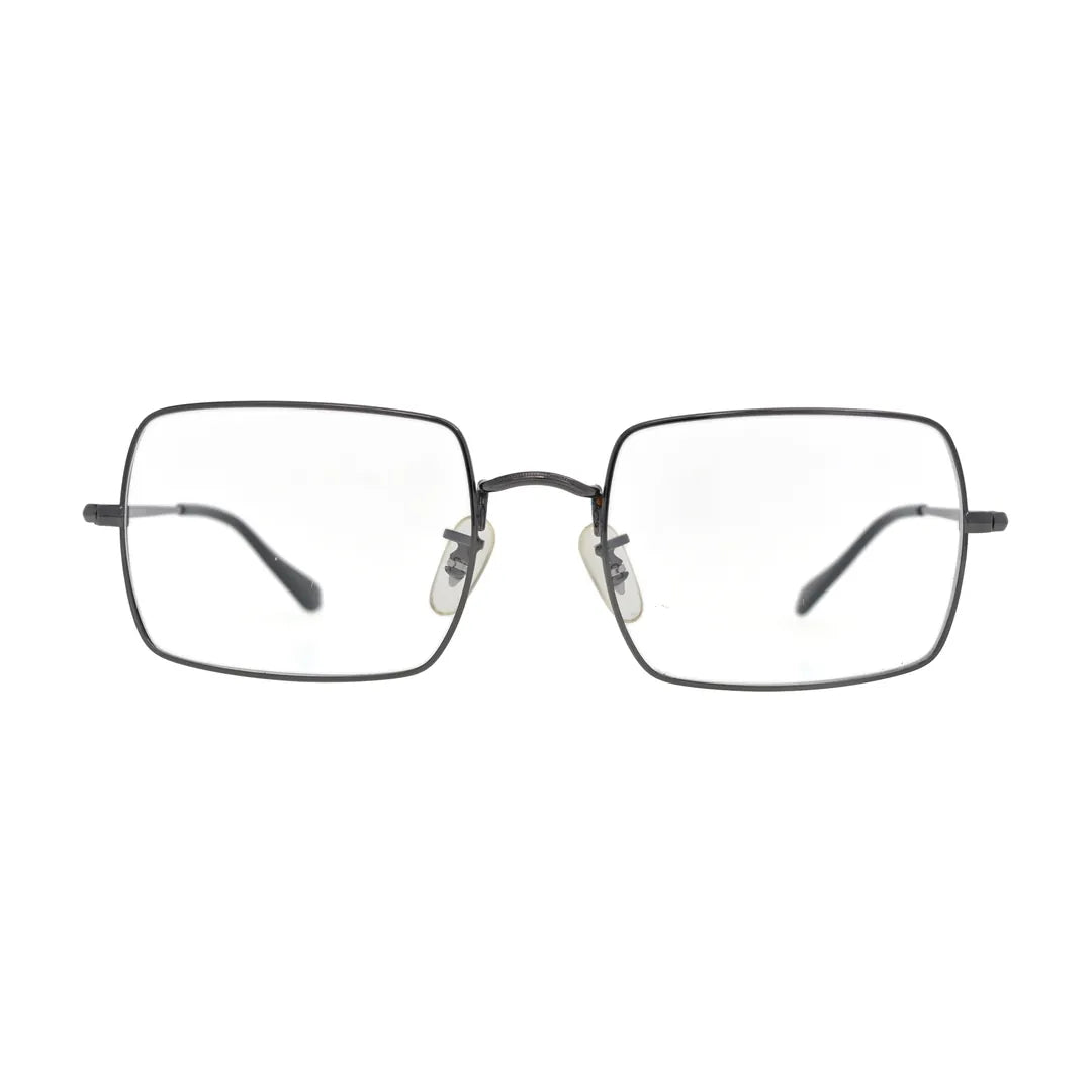 Grey rectangular eyeglasses N090 in gunmetal metal, front view