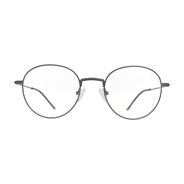 Grey round metal glasses N098, panto shape, front view