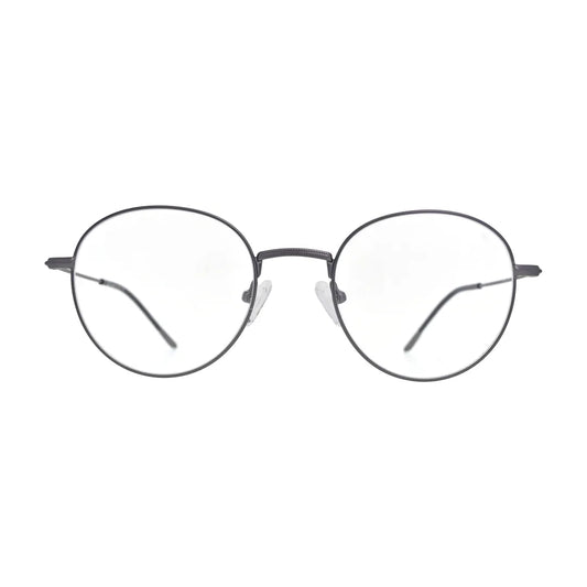 Grey round metal glasses N098, panto shape, front view