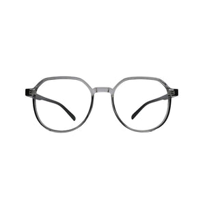 Grey Transparent Round Eyeglasses with Black Temples