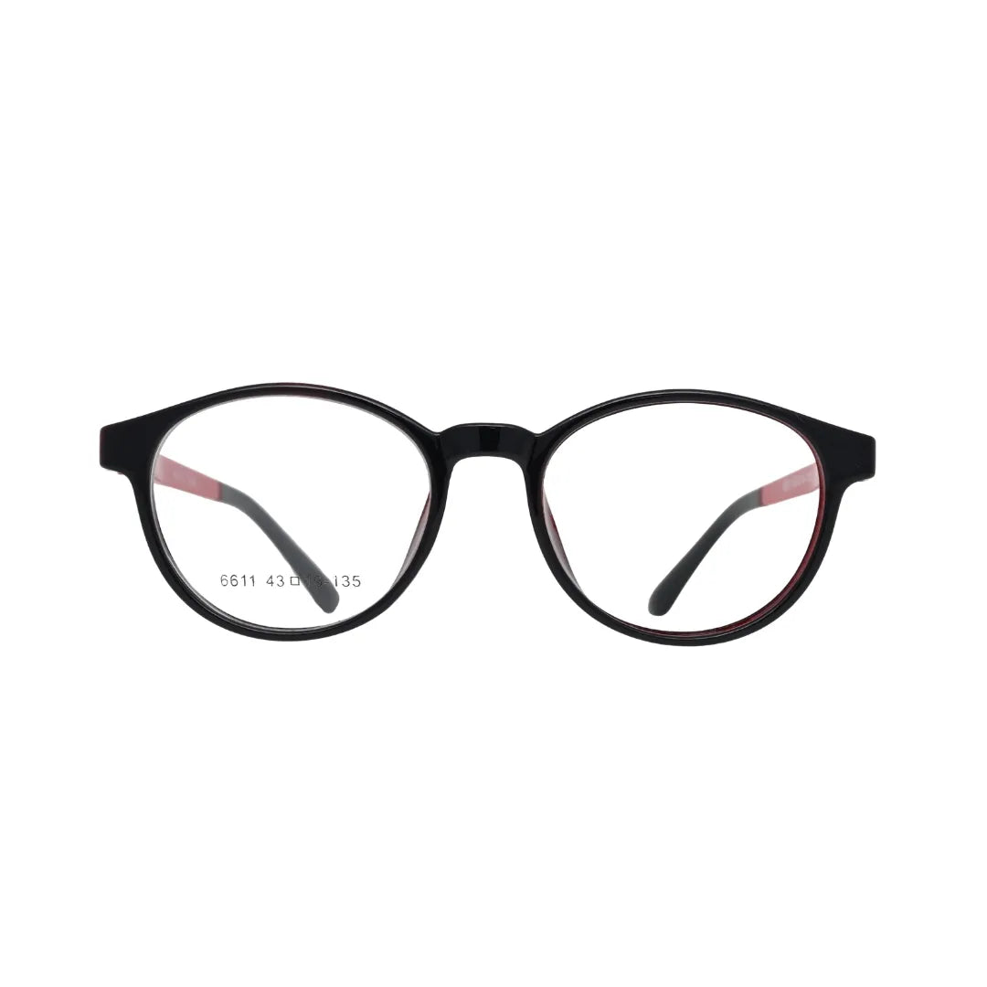 Kids Black Red Eyeglasses Frame Lightweight Round Comfortable Fit