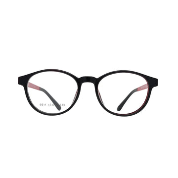 Kids Black Red Eyeglasses Frame Lightweight Round Comfortable Fit