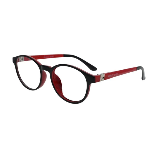 Kids Black Red Eyeglasses Frame Lightweight Round Comfortable Fit