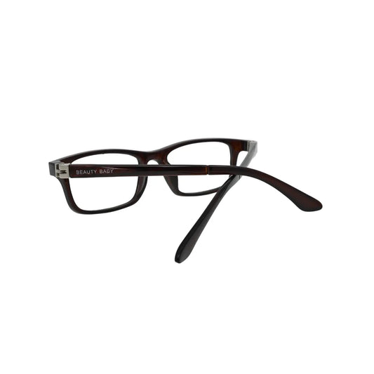 Kids Brown Rectangle Eyeglasses Frame Lightweight Durable Comfortable Fit