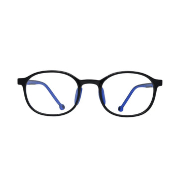 Kids Black Blue Round Eyeglasses Frame Lightweight Flexible Comfort Fit