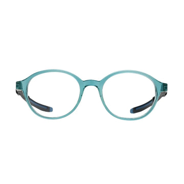 Aqua Transparent Round Kids Eyeglasses with Retention Strap System