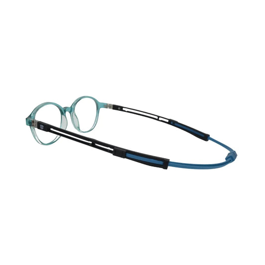 Aqua Transparent Round Kids Eyeglasses with Retention Strap System