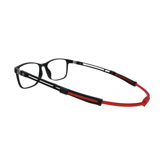 Black Rectangular Kids Eyeglasses with Performance Strap System – Precision Fit Frame
