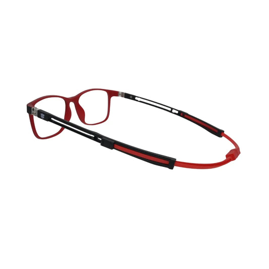 Black Red Dual-Tone Kids Eyeglasses with Secure Strap
