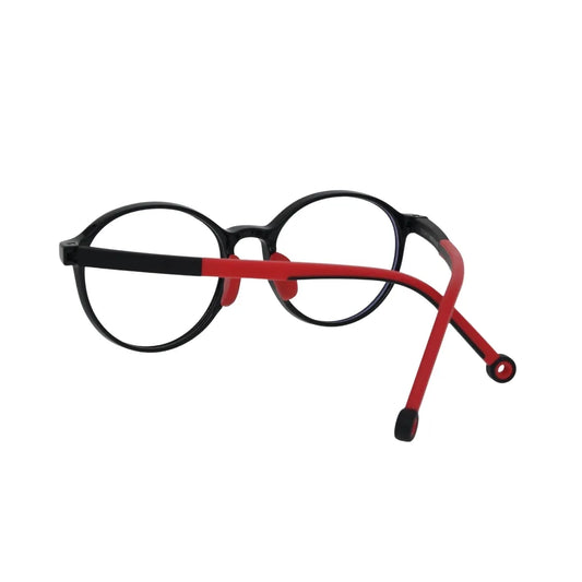 Round Black Eyeglasses Frame with Red Inner Detail