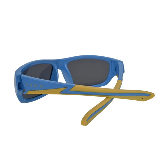 Kids Matte Blue Sport Wrap Sunglasses Sky Blue Frame with Grey Lenses