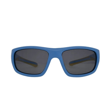 Kids Matte Blue Sport Wrap Sunglasses Sky Blue Frame with Grey Lenses