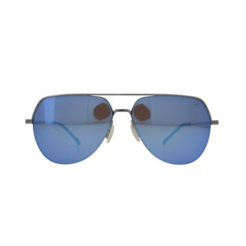 Kids Silver Flat Top Aviator Sunglasses Blue Mirror Lenses Black Tips