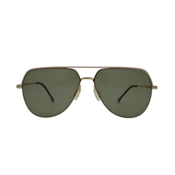 Kids Gold Flat Top Aviator Sunglasses  Dark Green Lenses Black Tips