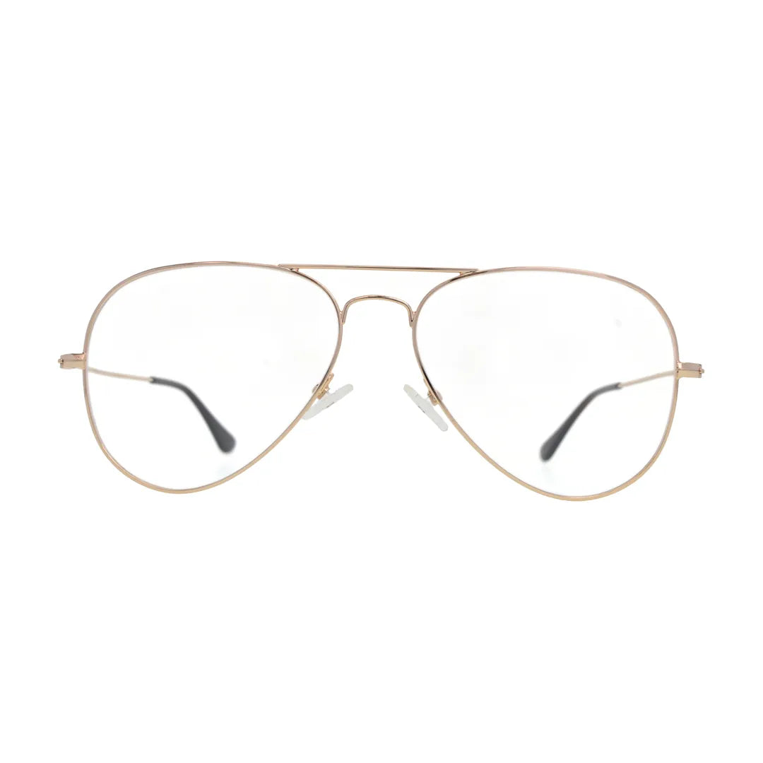 Large gold aviator glasses N094 with 58 mm lenses, front view