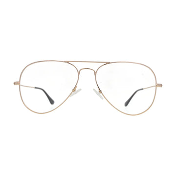 Large gold aviator glasses N094 with 58 mm lenses, front view