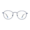 Navy blue round glasses N097 in metal, front view