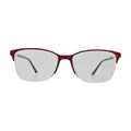 Burgundy red glasses for women N104, half rim, front view