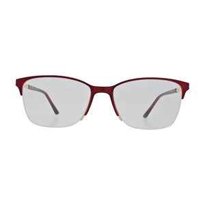 Burgundy Red Glasses for Women, Half Rim – N104