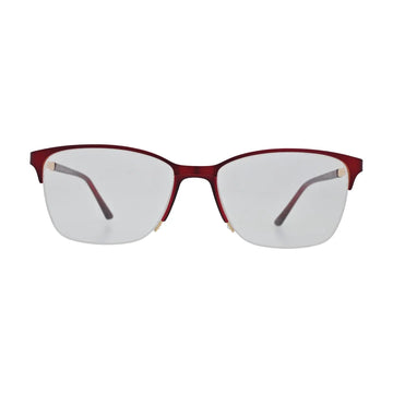 Burgundy red glasses for women N104, half rim, front view