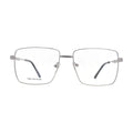 Silver rectangle glasses N086, thin metal frame, front view