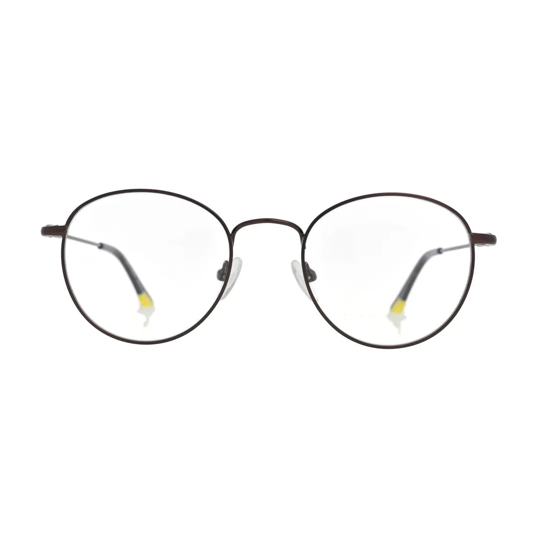 Small round glasses N096 in brown metal, front view