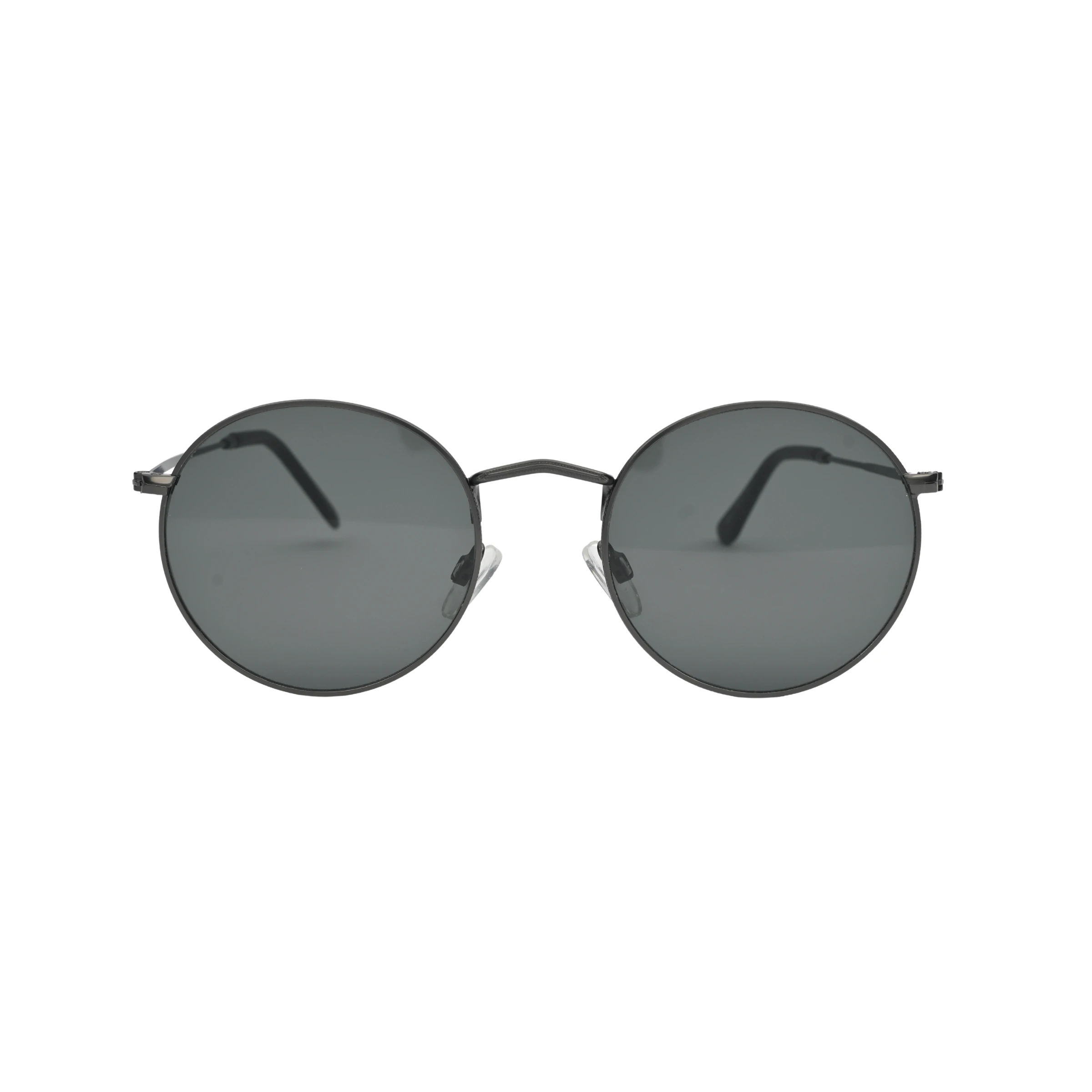 Matte Black Round Sunglasses Unisex Full Frame