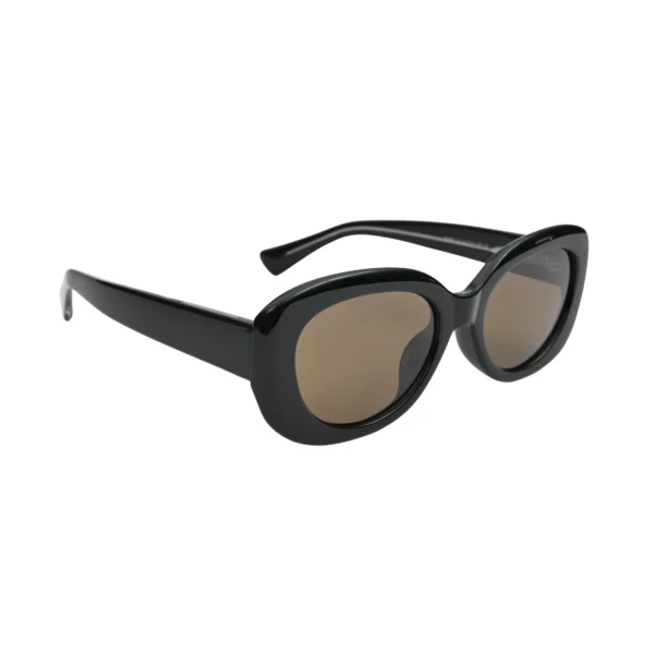 Black Round Sunglasses with brown shade Side angle