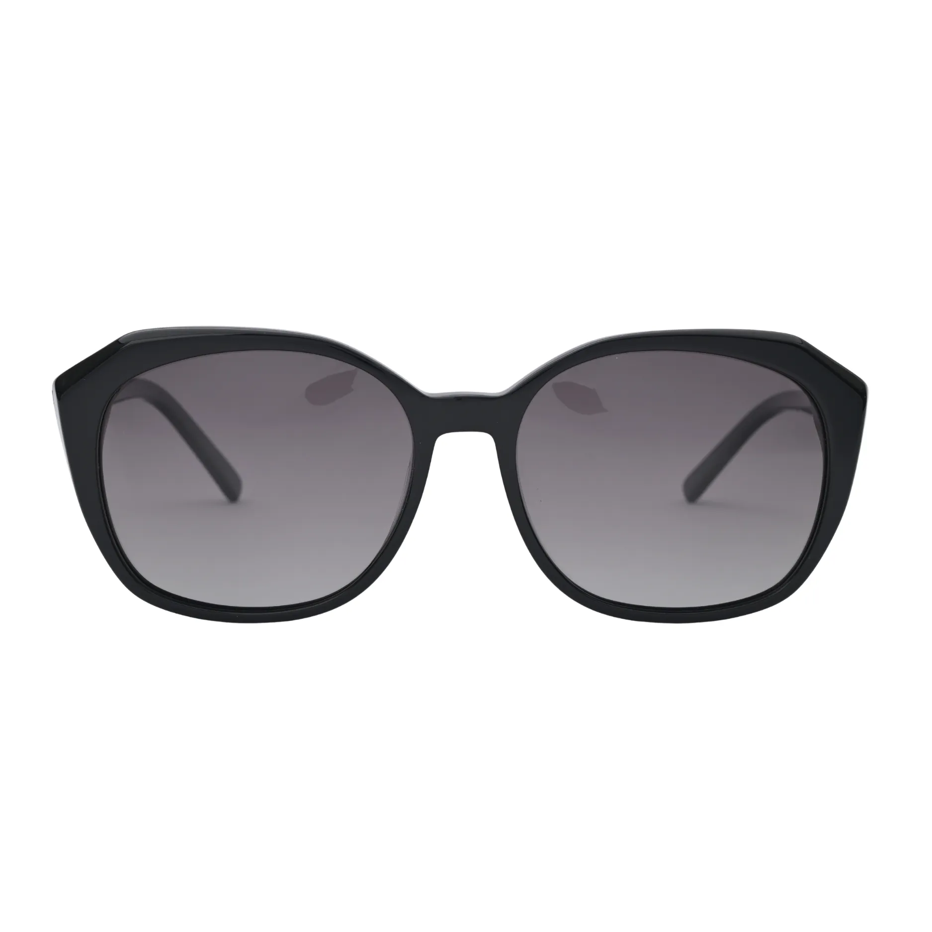 Black square plastic sunglasses with glossy full frame and dark grey lenses