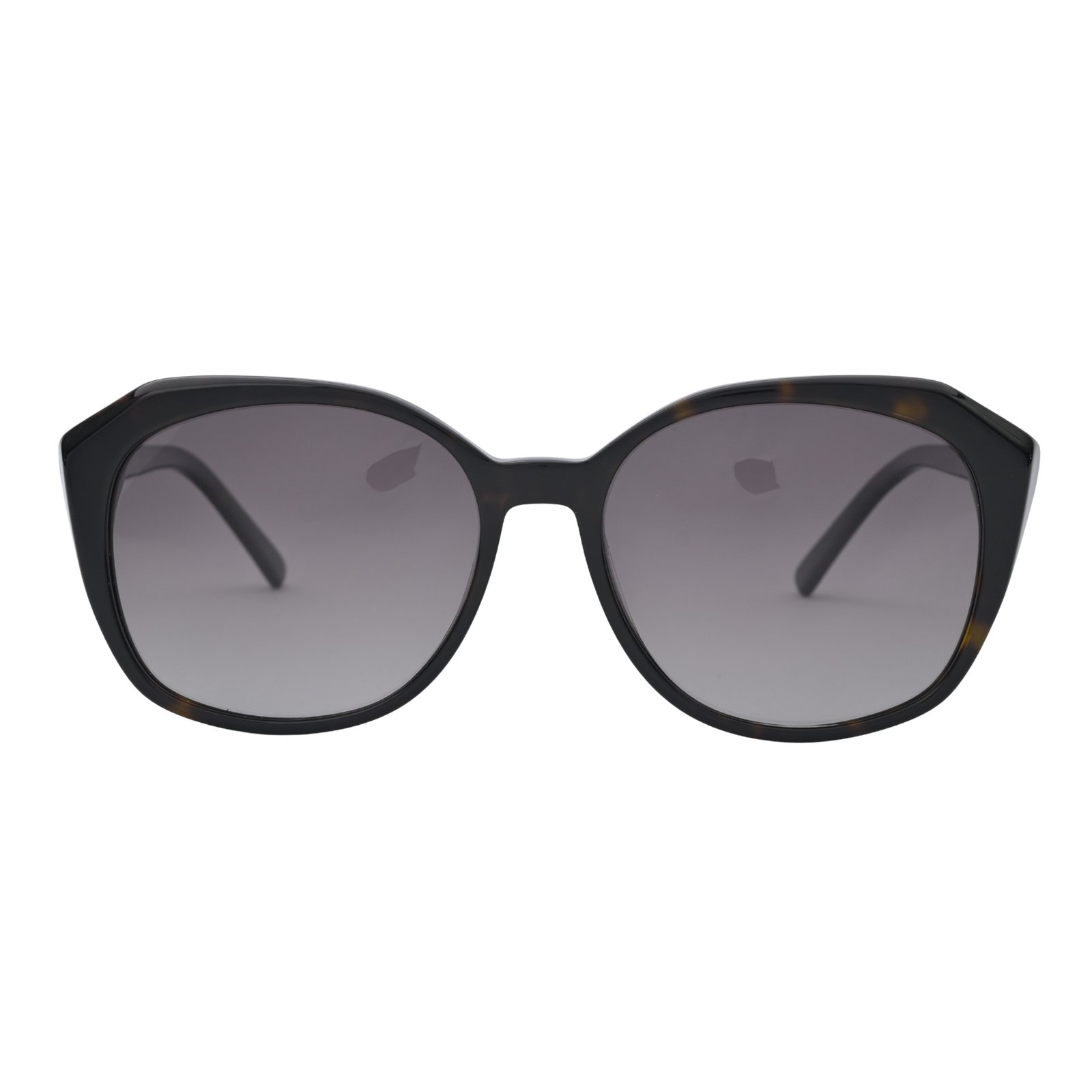 Black oversized square sunglasses with dark gradient lenses on white background