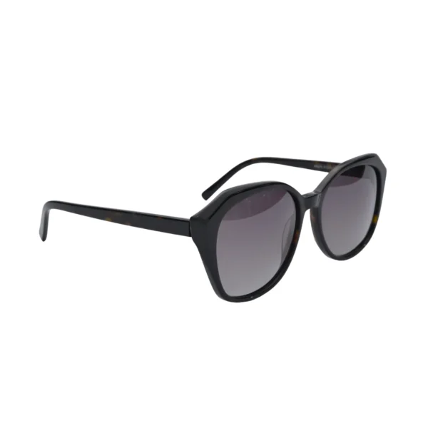 Black oversized square sunglasses with grey gradient lenses side angle view