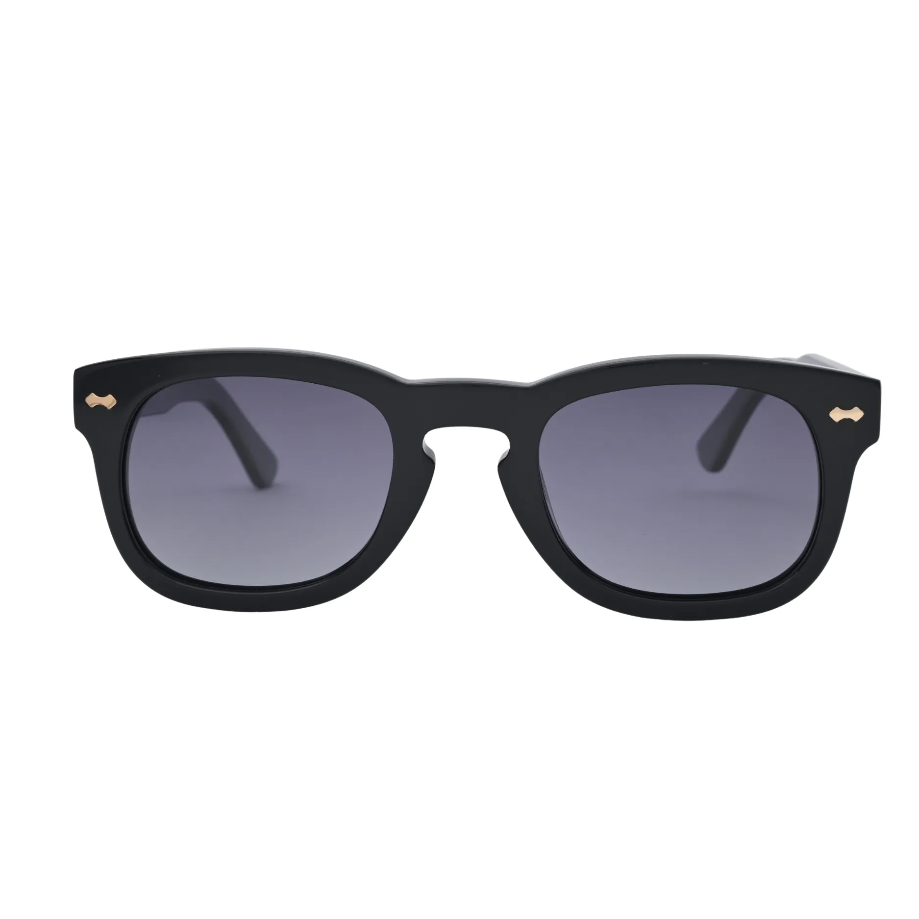 Black Round Sunglasses with Dark Lenses – Side Angle View