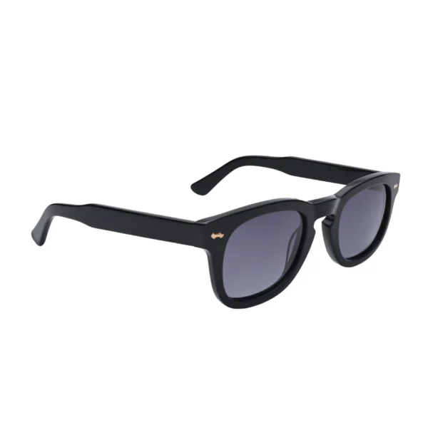 Black Round Sunglasses with Dark Lenses – Side Angle View