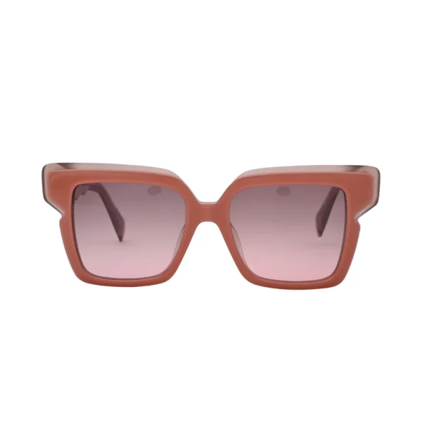 Just Cavalli oversized square sunglasses in rose brown acetate with pink gradient lenses side view