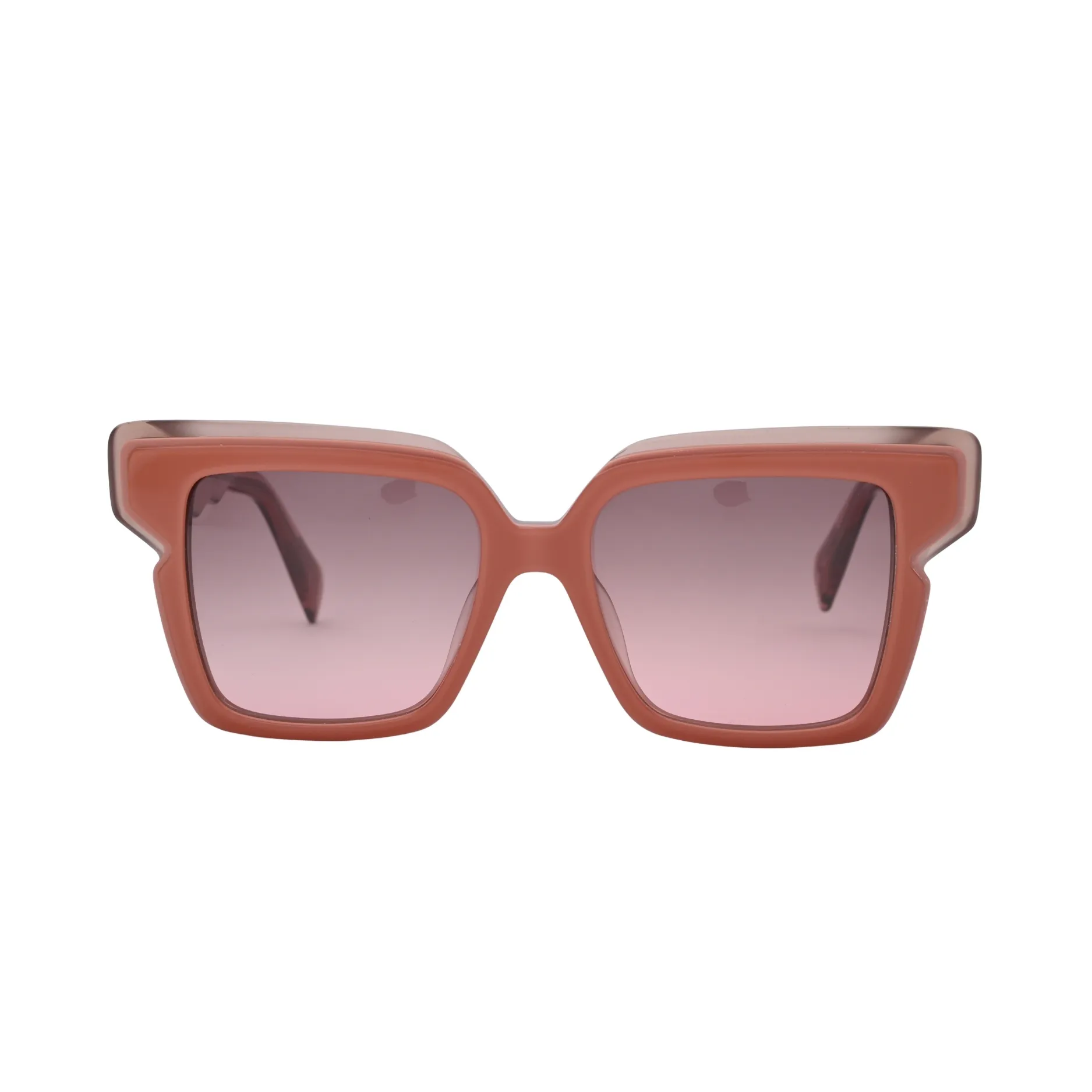 Just Cavalli oversized square sunglasses in rose brown acetate with pink gradient lenses side view
