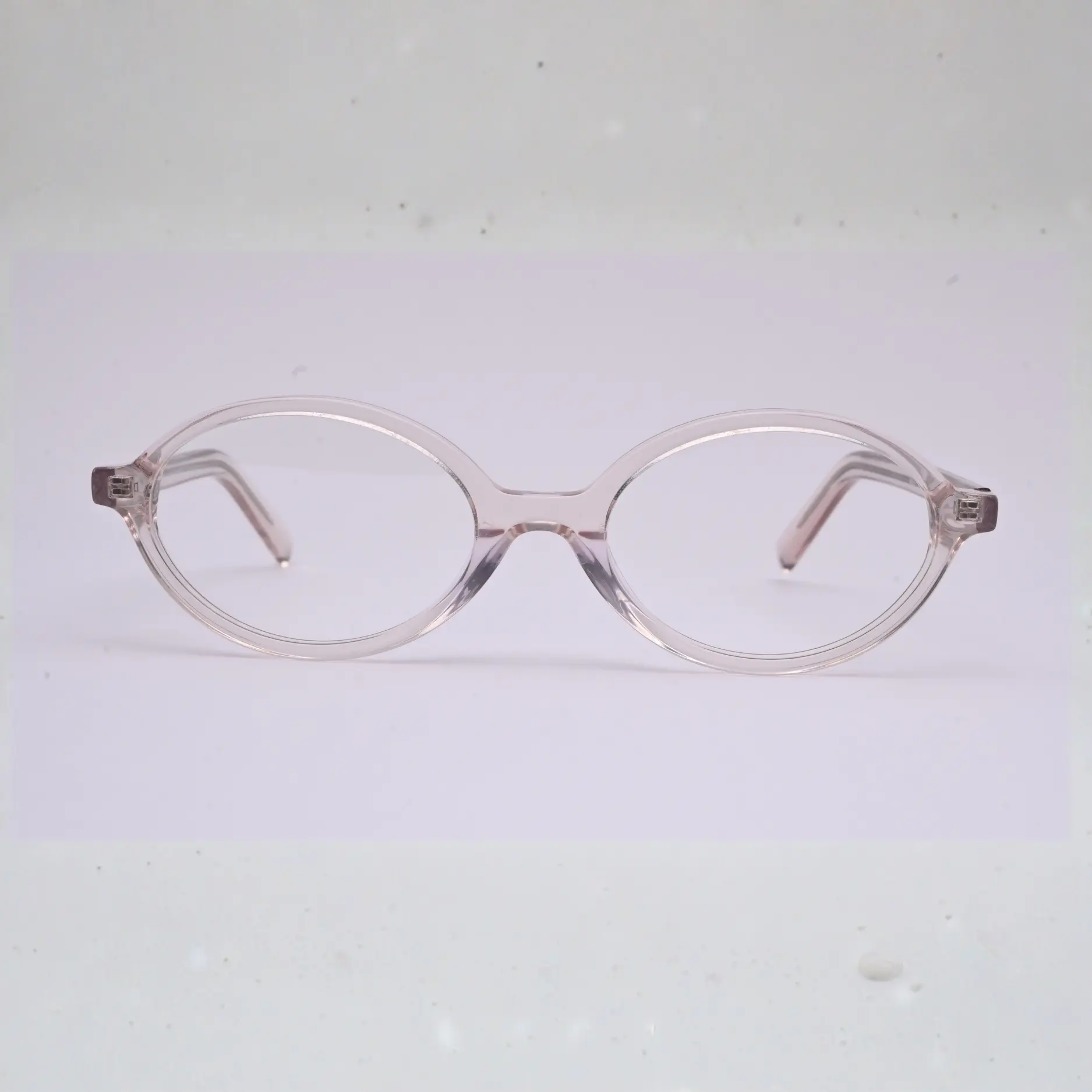 clear round eyeglass frame S037 front view on white background