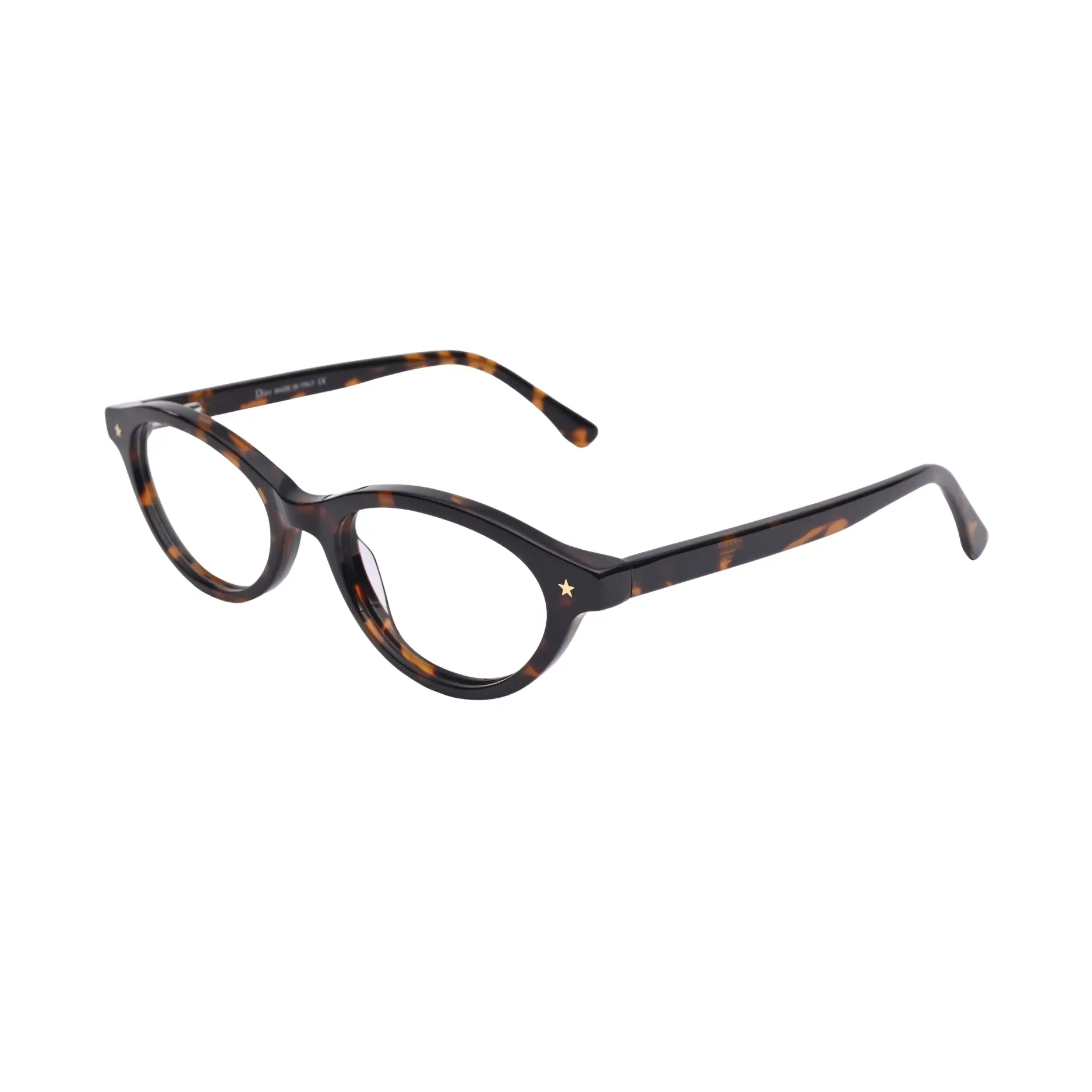black and tortoise plastic frame side angle with star detail