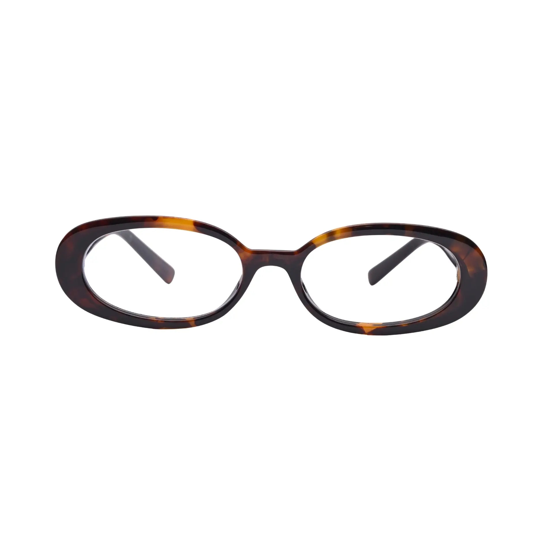 Dark tortoise oval frame front view S035 on white background