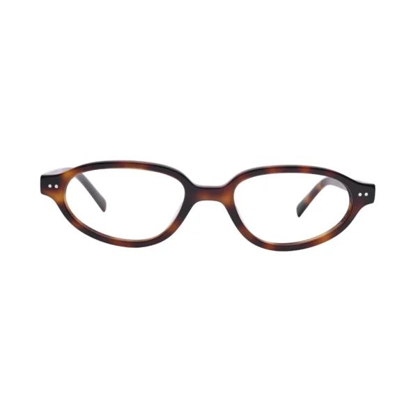 Dark tortoise oval frame glasses front view