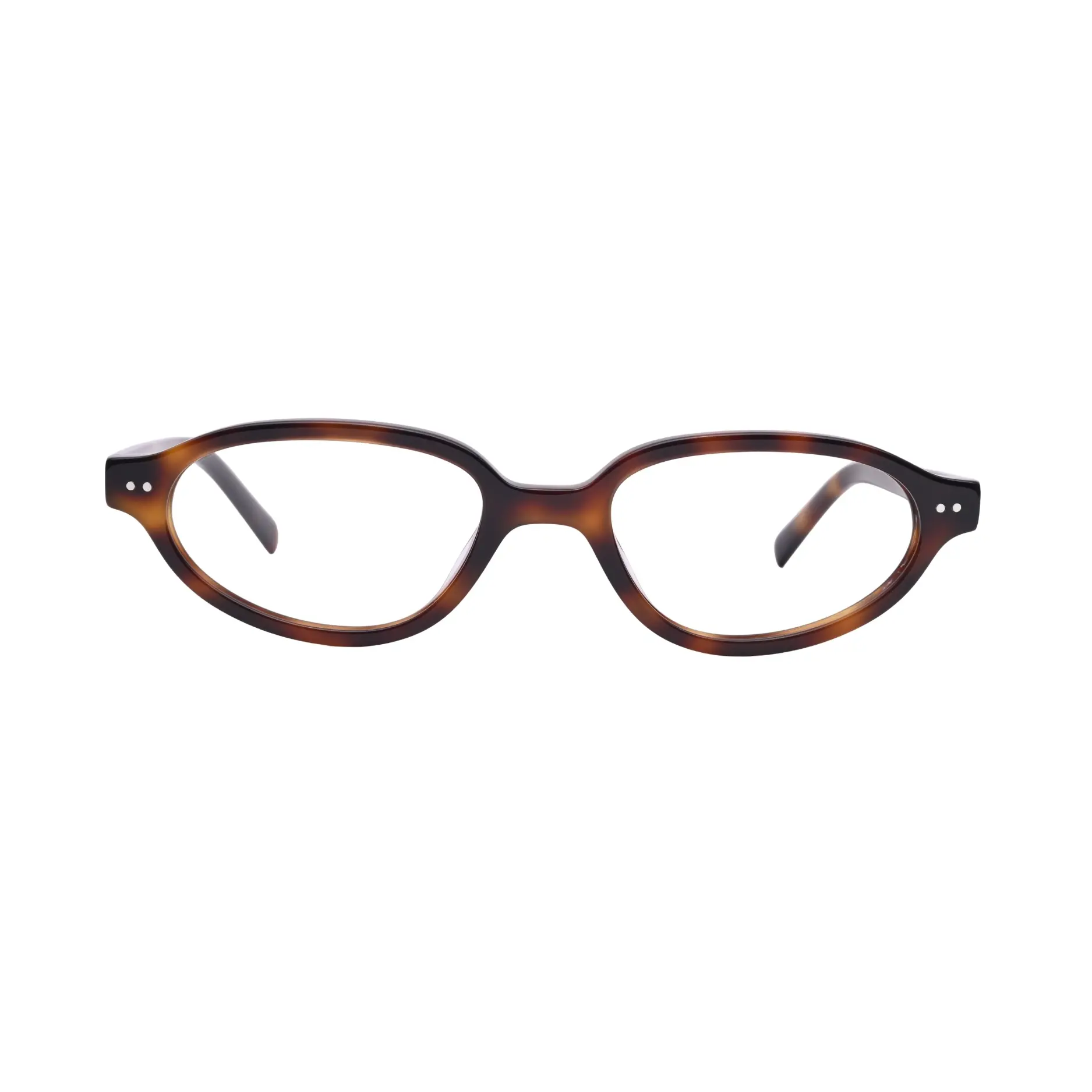 Dark tortoise oval frame glasses front view