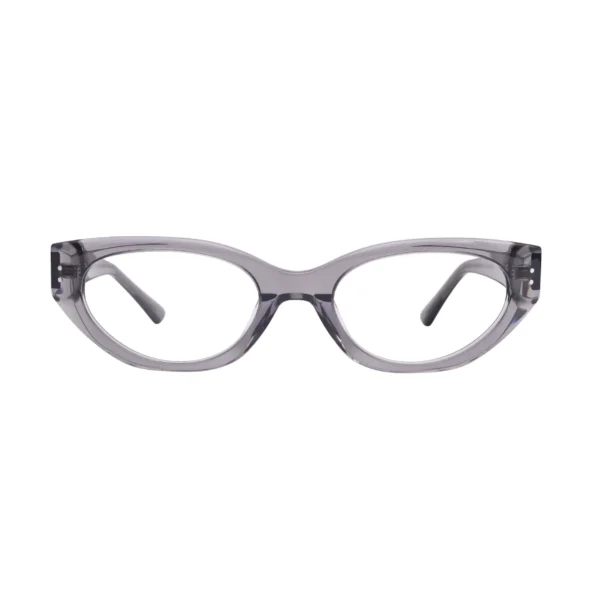 Transparent grey cat eye frame front view