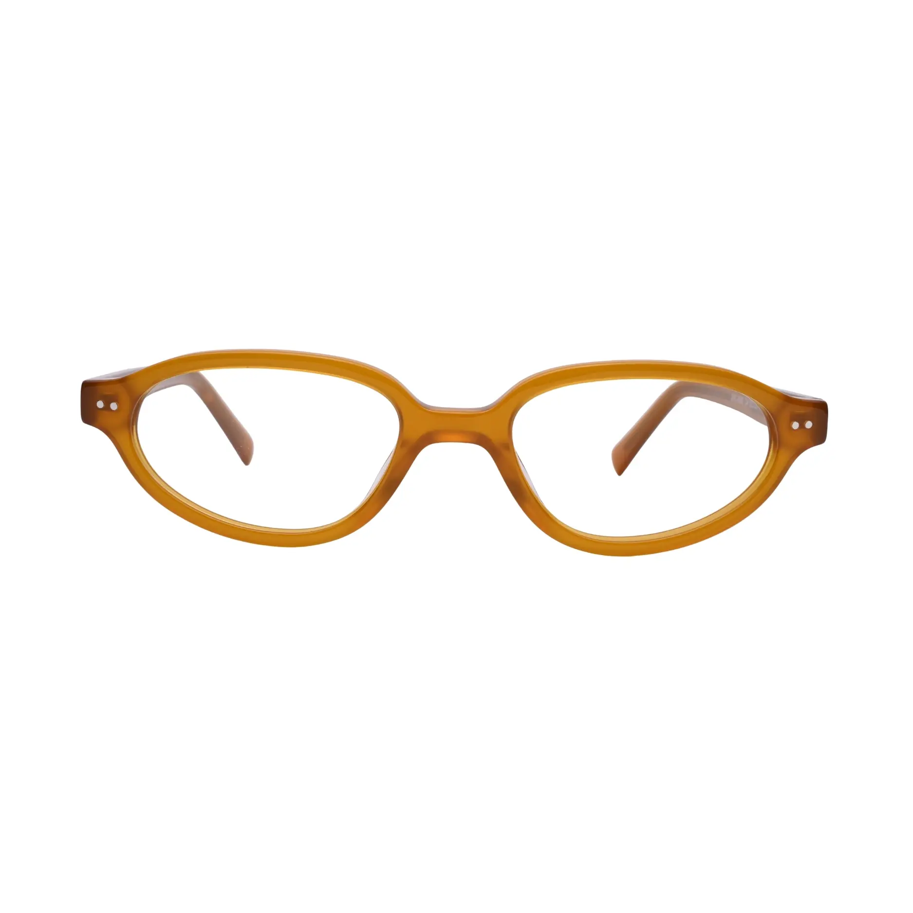Transparent amber oval frame glasses front view