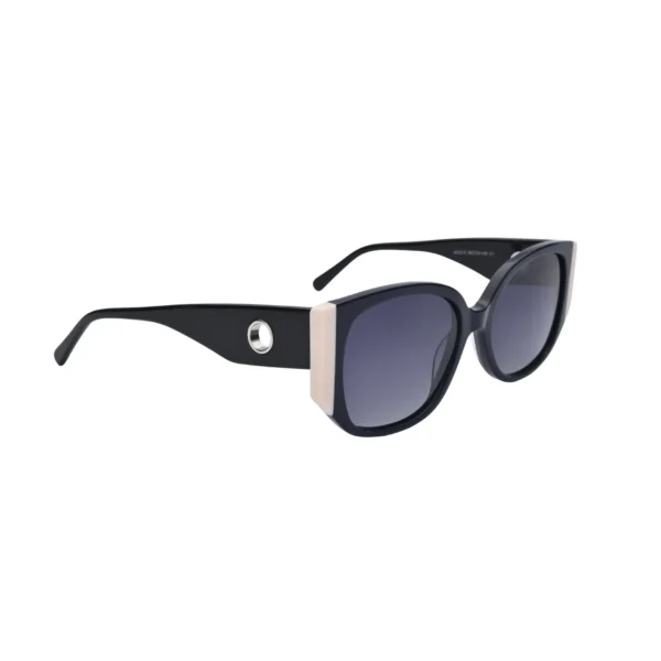 Black oversized square sunglasses with grey gradient lenses front view on white background