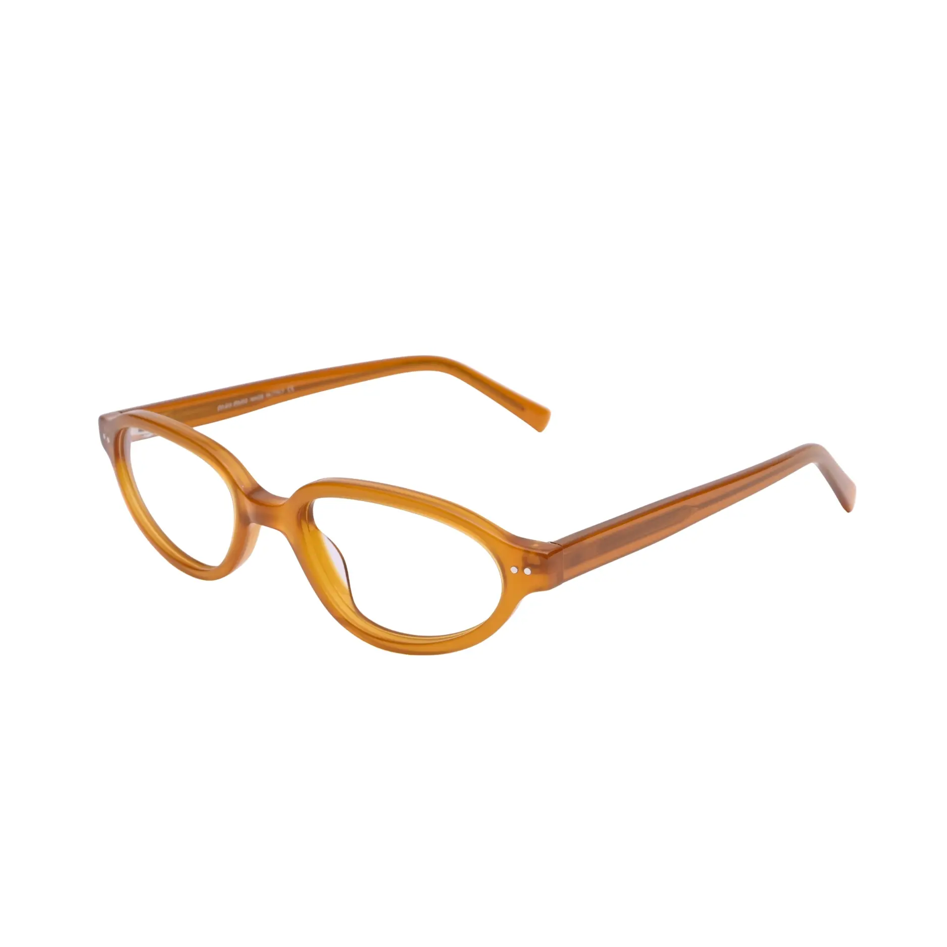 Side view of translucent amber full frame with straight temples