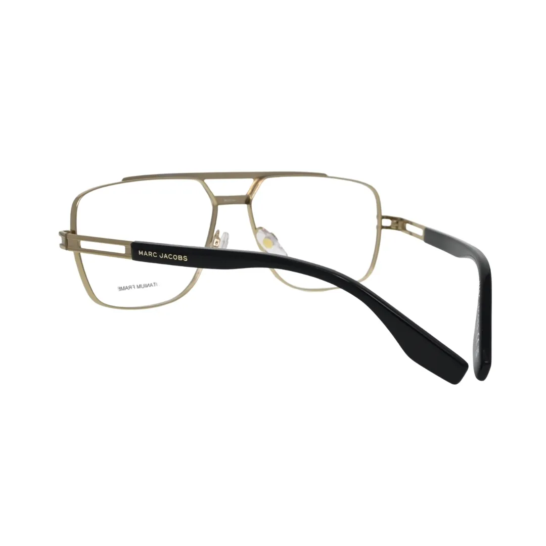 Marc Jacobs MARC 838 RHL titanium rectangular men's eyeglasses gold black rear angle temple detail