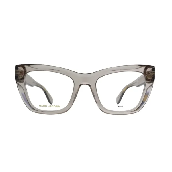 Marc Jacobs MJ1114 FWM nude cat-eye eyeglasses rear view showing branded temple panel and gold-tone hinge hardware