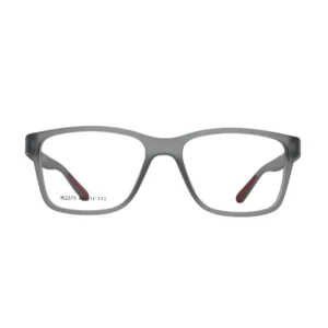 Translucent Grey Rectangular Eyeglasses with Burgundy Inner Arms – Modern Lightweight Frame