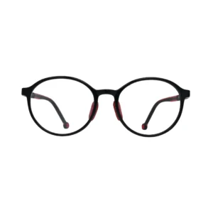 Round Black Eyeglasses Frame with Red Inner Detail