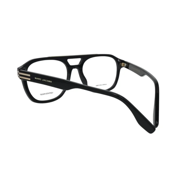 Marc Jacobs MARC 788 Havana tortoiseshell acetate frame — rear three-quarter view showing gold-tone hardware detail and Marc Jacobs temple branding