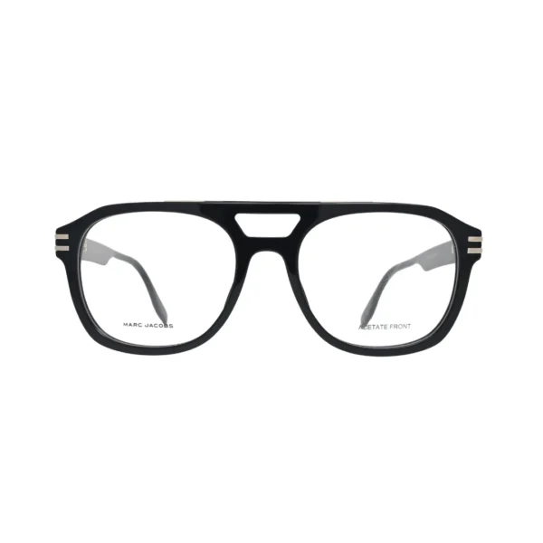 Marc Jacobs MARC 788 086 Havana — front view showing tortoiseshell double-bridge frame with squared clear lens openings and gold bridge bar